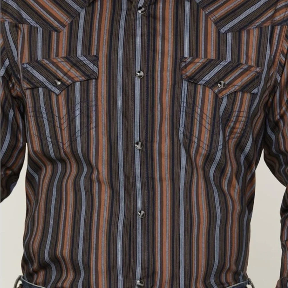 Cody James Authentic Western Apparel Men's Striped Casual Button-Down Shirt - Picture 3 of 11